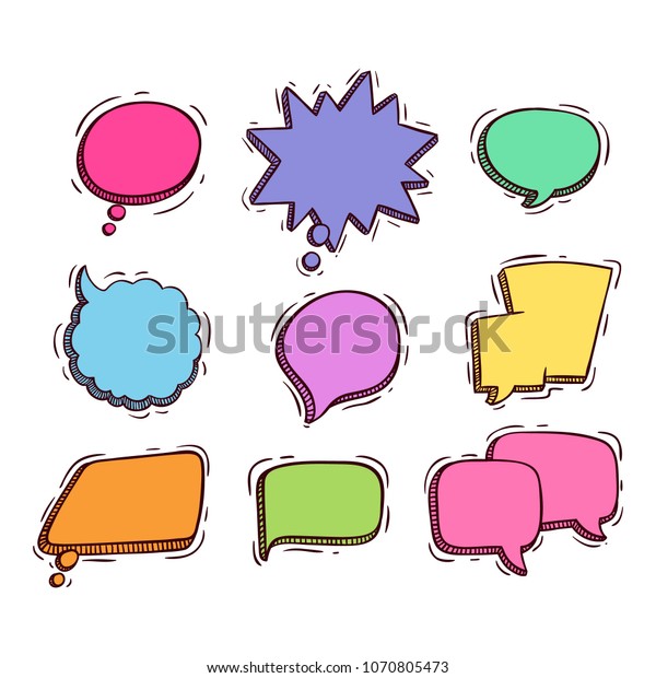 Hand Draw Doodle Colorful Chat Bubbles Stock Vector Royalty Free