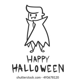 Hand draw doodle cute dracula for Halloween festival.