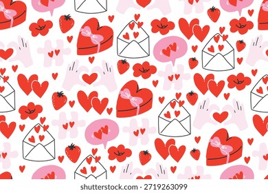 Hand draw doodle cute valentines day seamless pattern