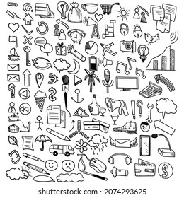 Hand draw doodle decorative set design