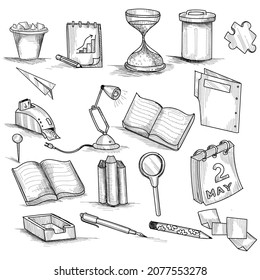 Hand draw doodle decorative set design