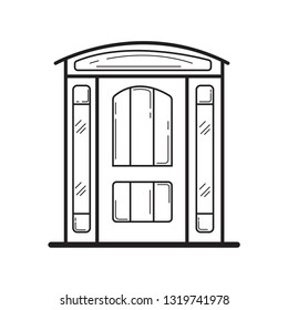 hand draw doodle door vector icon outline