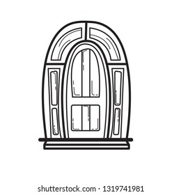 hand draw doodle door vector icon outline