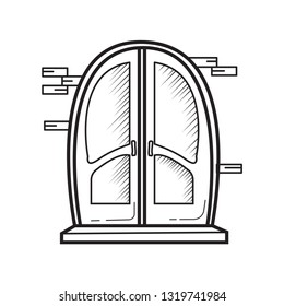 hand draw doodle door vector icon outline