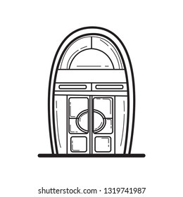 hand draw doodle door vector icon outline