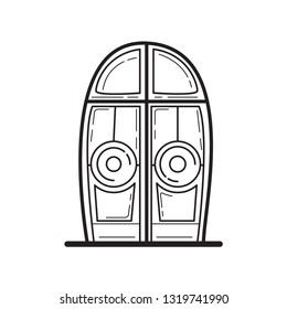 hand draw doodle door vector icon outline