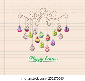 hand draw doodle easter eggs ornament