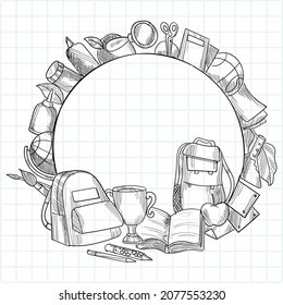 Hand draw doodle education and work set sketch design 