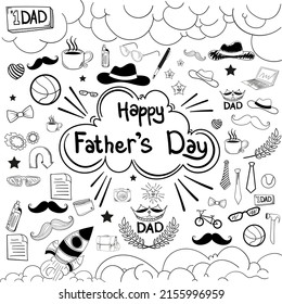 hand draw doodle element happy father's day