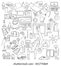 Hand draw doodle elements. Business finance chart graph