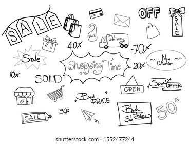 hand draw doodle elements. Season of Sale