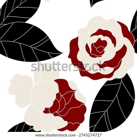 Hand draw doodle flower pattern. Seamless abstract line floral pattern design in vector