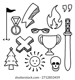 Conjunto de iconos de doodle de dibujo a mano