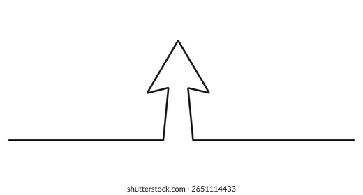 Handzeichnung doodle-Illustration in durchgehender einzeiliger Zeichnung nach oben Pfeil, Pfeil durchgehende einzeilige Zeichnung Vektorgrafik