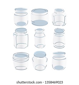 Hand draw doodle illustration with set of Glass jar . Reusable Eco life style without plastic