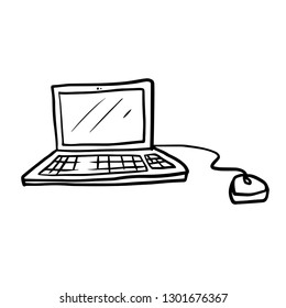 Hand draw doodle laptop, computer vector doodle illustration