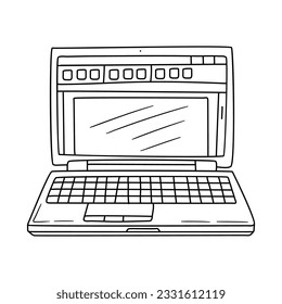 portátil doodle de tracción manual, computadora de ilustración vectorial