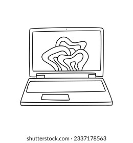 hand draw doodle laptop, computer vector illustration computer