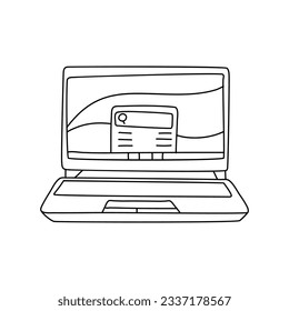 hand draw doodle laptop, computer vector illustration computer