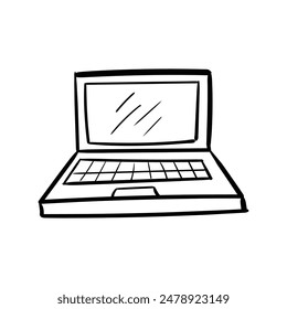 portátil de dibujo a mano doodle, ilustración de Vector