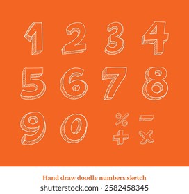 Hand draw doodle mathematic numbers vector design 