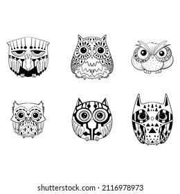 Hand-Ziehdoodle-Uhu-Vektorset