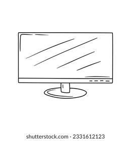 hand draw doodle pc monitor vector illustration computer