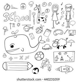 hand draw doodle school icon 