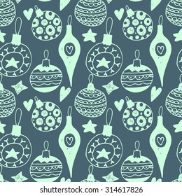 Hand draw doodle seamless pattern. Unique vector new year pattern for your scrapbooking projects.  Pattern for fabric, wallpaper, gift wrapping. Christmas text seamless pattern.