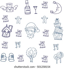 Hand draw doodle set christmas object vector