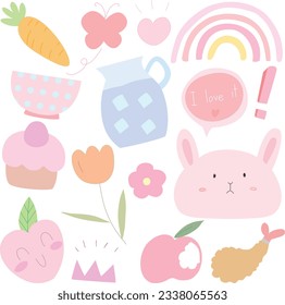 Hand draw doodle set fashion patch badges for sticker , postcard , invitation . vector illustration for kids