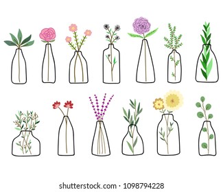 Hand Draw Doodle Set Floral Pots Stock Vector (Royalty Free) 1098794228 ...