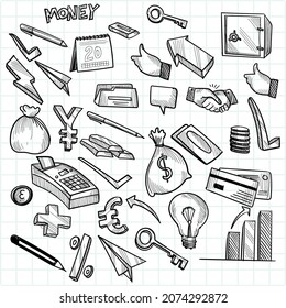 Hand draw doodle sketch icon set design