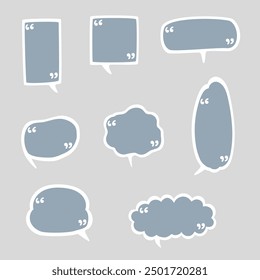 hand draw doodle speech bubble balloon with quotation marks, icon sticker memo keyword planner text box banner, flat vector illustration design isolated