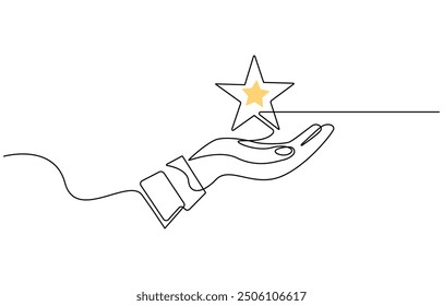 dibujar a mano ilustración de estrellas doodle en estilo de artes lineales continuas Vector, estrella en estilo de dibujo de líneas continuas. Icono de estrella de arte de línea. Ilustración vectorial, Vector de dibujo continuo de línea de iconos de estrella