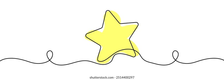 hand draw doodle stars illustration in continuous line arts style vector, Star continuous one line drawing vector illustration, Premium vector.