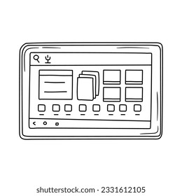 tableta doodle de tracción manual, computadora tableta vectorial