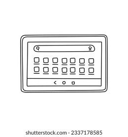 tableta doodle de tracción manual, computadora tableta vectorial