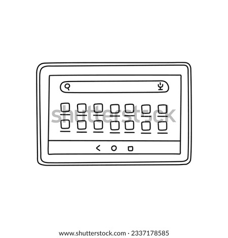 hand draw doodle tablet, computer tablet vector illustration computer