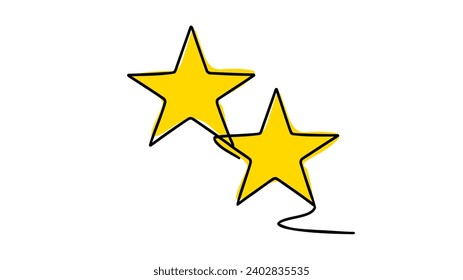 Hand draw doodle of two stars illustration in continuous line arts style vector.