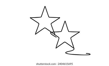 Hand draw doodle of two stars illustration in continuous line arts style vector.