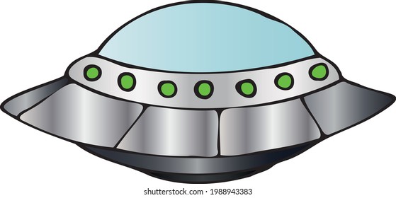Hand draw doodle UFO. Abstract clipart. Digital icon, symbol