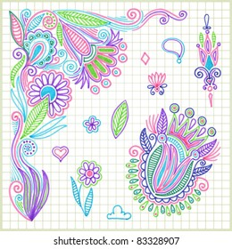 hand draw  doodle vector flower  element