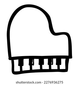 hand draw doodle vector piano, isolated on white
