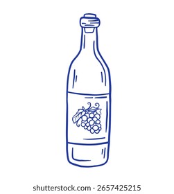 Handzeichnung Doodle Weinflasche Vektorgrafik.
