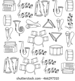 Hand draw doodles of music vector art