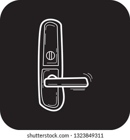 hand draw door handle icon flat black
