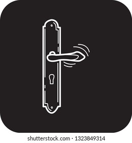 hand draw door handle icon flat black