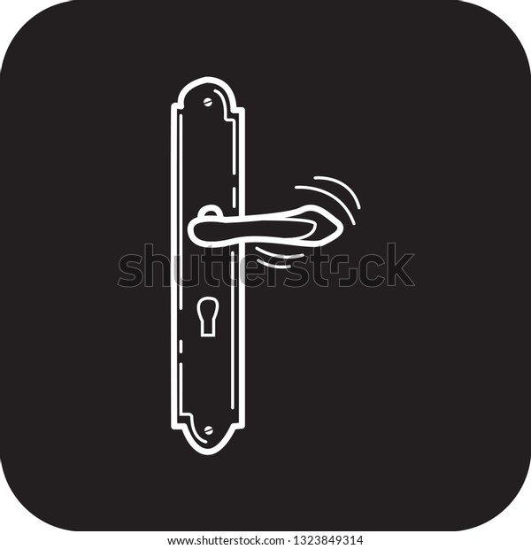 Hand Draw Door Handle Icon Flat Stock Vector Royalty Free 1323849314