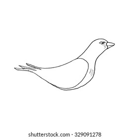 hand draw doves in the style of the sketch for the decoration of cards, gifts, textiles, colorings on a white background